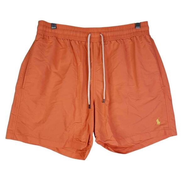 Polo Ralph Lauren Swim Trunks Men’s Size Large L Orange Mesh Lined Drawstring - Picture 2 of 14